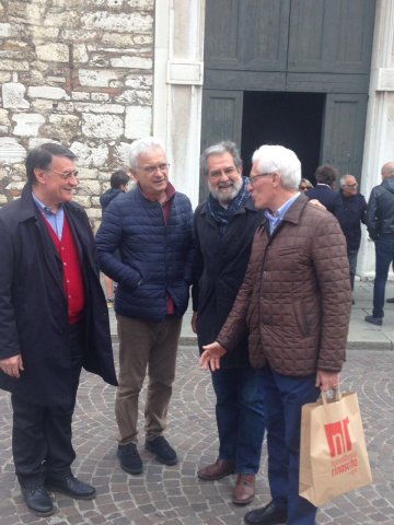 Corsini, Ferrari, Buizza e Bragaglio, al Duomo Vecchio per l' inaugurazione della 'Stabat Mater' di Mimmo Paladino. 6.5.17